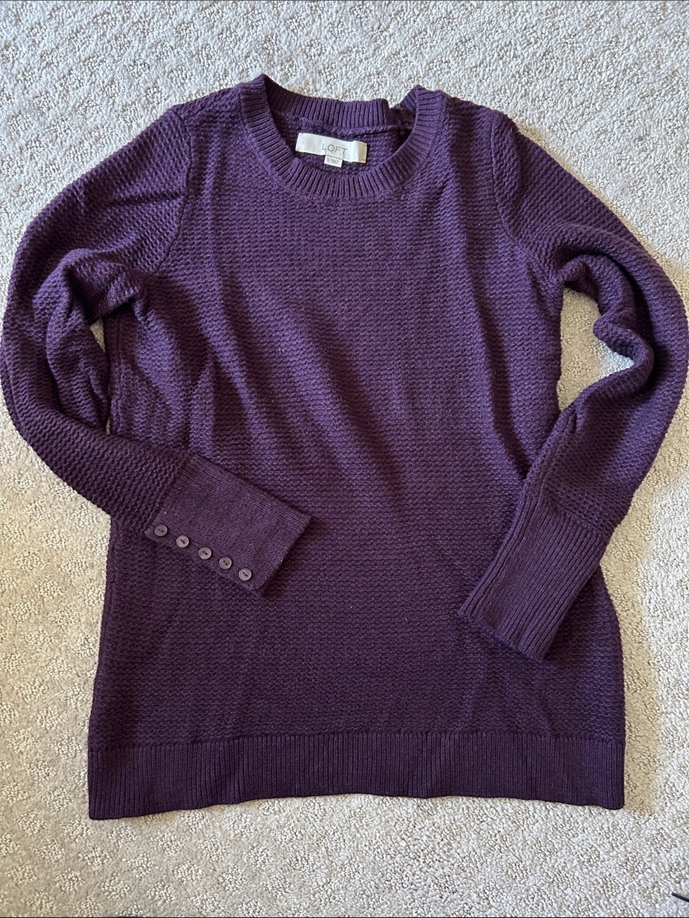 LOFT Women's Eggplant Purple Crewneck Sweater Small